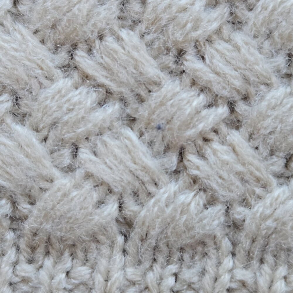 Organic Work Cashmere Basketweave Scarf Natural/Oatmeal - Picture 7 of 12